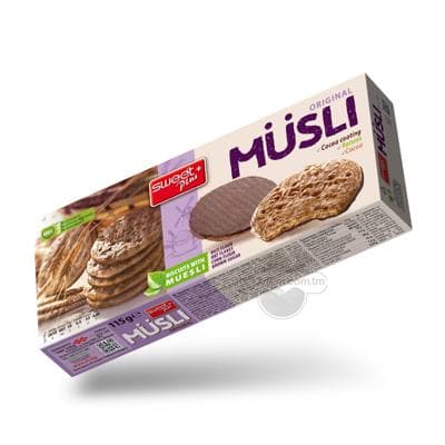 Biskwitler Sweet Plus "Müsli" original, kakao örtülen, 115 gr