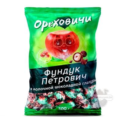 Şokolad süýji "Ореховичи" fundukly, süýtli şokolad örtükli, 500 gr