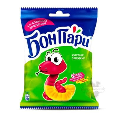 Çeýnelýän marmelad Бон Пари "Кислые змейки", 120 gr