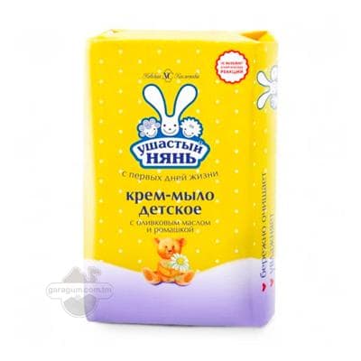 Sabyn-krem "Ушастый нянь" çagalar üçin zeýtun ýagy we romaşka bilen, 90 gr