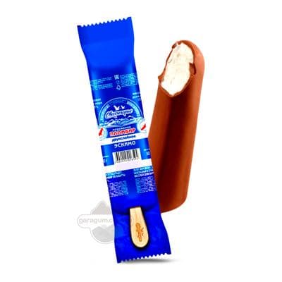 Doňdurma eskimo Свитлогорье "Двухслойный" şokolad bilen örtülen wanilli, gaýmakly plombir, 80 gr