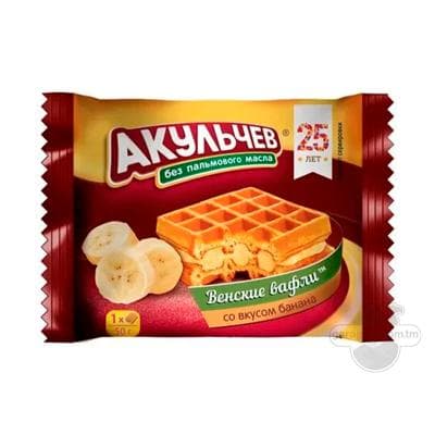 Biskwit Акульчев wafli banan tagamly, 50 gr