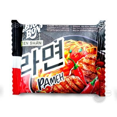 Tiz taýýarlanylýan aş Big Bon "Ramen" ajy sygyr et tagamly, 100 gr