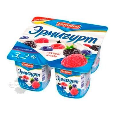 Ýogurt Эрмигурт tokaý miweleri 3,2%, 100 gr