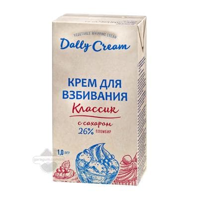 Çişirmek üçin krem ösümlik ýagynda Dally Cream "Классик" şekerli 26% plombir, 1 lt