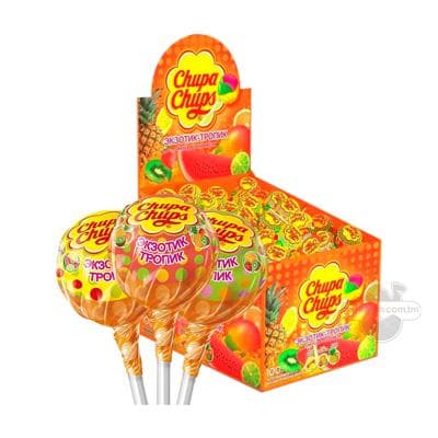 Karamel süýji "Chupa-Chups" ananas, kiwi we mango tagamly, 15 gr