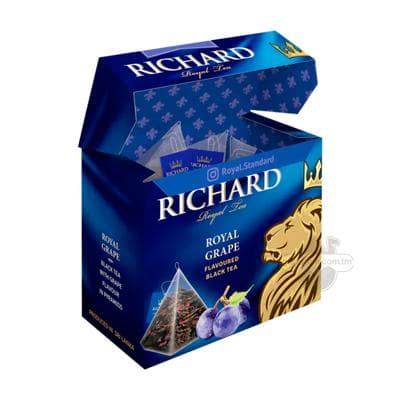 Gara çaý Richard "Royal Grape" üzüm tagamly, 1.8 gr (20 sany)
