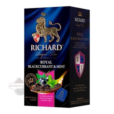 Gara çaý Richard Royal "Gara smorodina & Narpyz" haltajykly, 25 sany, 50 gr