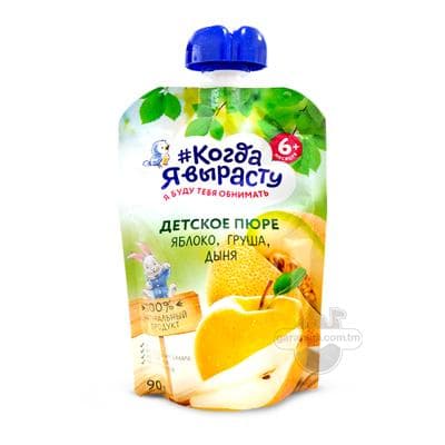 "Когда я вырасту" alma, armyt we gawunly pýure şekersiz, 6 aýdan, 90 gr.