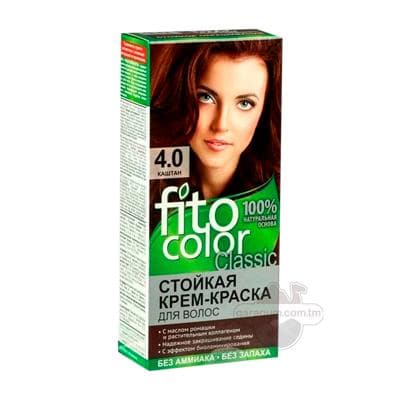 Saç üçin krem-kraska Fito color (4.0) - Kaştan, 50 ml