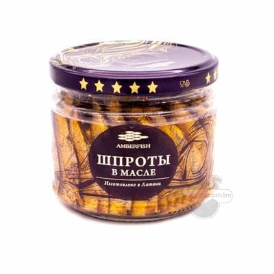 Ýagly şprotlar "Amberfish" kakadylan balyklardan, 250 gr