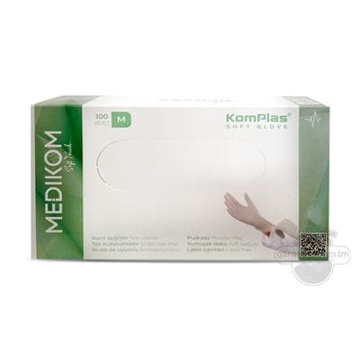 Arassaçylyk üçin lateks ellikler "Medikom", ak. Ululygy: M (100 sany)