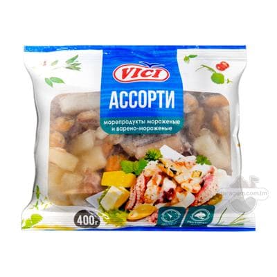 VICI "АССОРТИ" doňdurylan we gaýnadylyp doňdurylan deňiz önümlerinden assorti , 400 gr