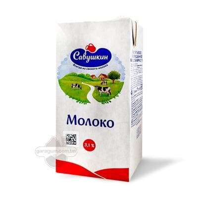 Süýt Савушкин ýaglylygy 3,1%, 1 lt