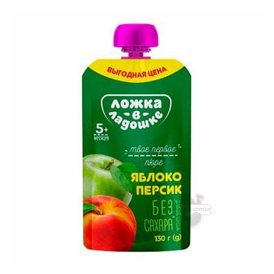 Pýure Ложка в ладошке alma, şetdaly (5 aýdan başlap), 130 gr