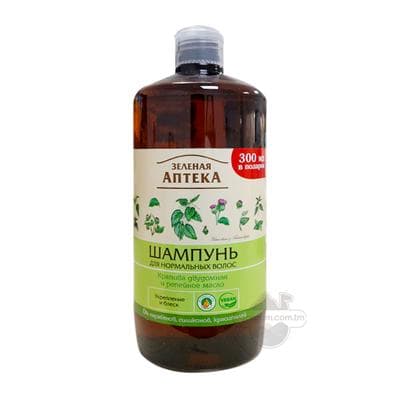 Şampun "Зеленая Аптека" karipiwa we repeýnik ýagy, 1000 ml