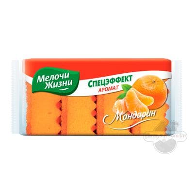 Gap-gaç ýuwmak üçin gubka Мелочи Жизни "Спецэффект" pyrtykal, 4 sany