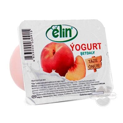 Ýogurt "Elin" şetdaly mürepbeli süýtli ýarym ýagly, 120 gr