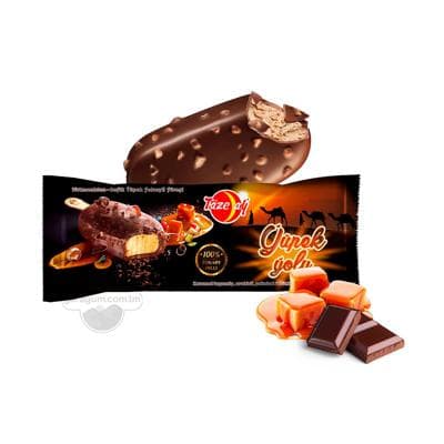Doňdurma Täze aý "Ýüpek ýoly" karamel tagamly arahisli şokolad örtükli eskimo plombir, 65 gr