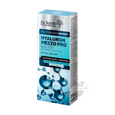 Göz töwereginiň derisi üçin güýçlendiriji krem Dr.Sante "Hyaluron Mezzo Pro" hemme görnüşli deriler üçin, 15 ml