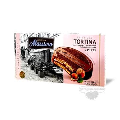 Köke Massimo "Tortina" süýtli şokolad örtükli funduk tagamly, 60 gr ( 3 sany)