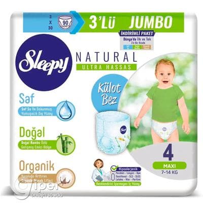 Sleepy Natural Külot arlygy Maxi №4, 7-14 kg, 90 sany