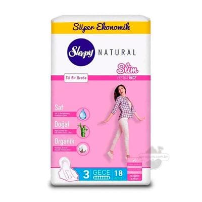 Prokladka Sleepy Natural Örän inçe 3 night 7 damja, 18 sany