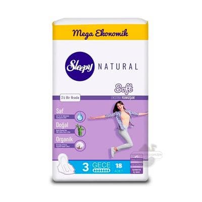 Prokladka Sleepy Natural Örän ýumşak 3 night 7 damja, 18 sany