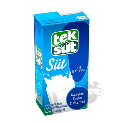 Ýarym ýagly süýt Tek süt UHT 1,5%, 1 lt