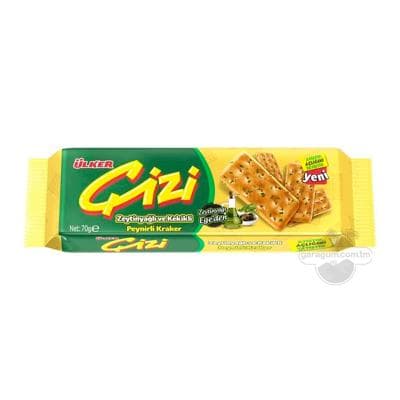 Peýnirli kreker Ülker "Çizi" zeýtun ýagy we timýan bilen, 70 gr