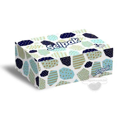 Gutuly salfetka Selpak 3 gatly, 70 sany (ak reňkli)