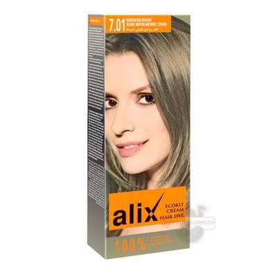 Saç üçin krem boýag Alix 7.01 "Orta saryýagyz küli", 60 ml