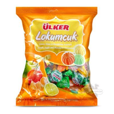 Ülker "Lokumcuk" limon, alma we mandarin tagamly marmelad süjiler, 225 gr