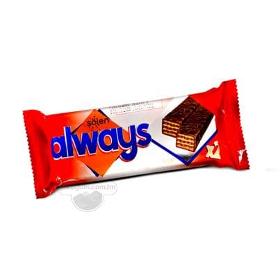 Şokolad örtülen wafli Şölen "Always" kakao-kremli, 30 gr