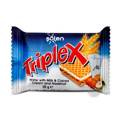Süýtli wafli Şölen "Triplex", fundukly we kakao kremli, 20 gr