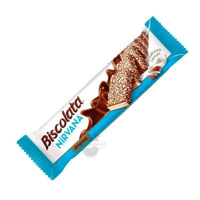 Wafli şokolad örtükli Biscolata "Nirvana" kokos owuntykly, 100 gr