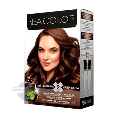 Saç üçin boýag krem "Sea Color" 7.7 goýy-karamel
