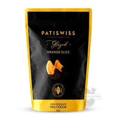 Gara şokolad örtükli glazurly dilimler "Patiswiss" pyrtykally, 80 gr
